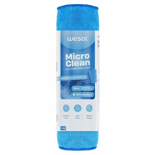 Wesol Premium Microfiber Cleaning Cloth – 30x30 cm - 5 Pieces, 330 GSM – Super Absorbent & Lint-Free (Grey)