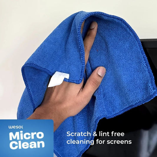 Wesol Premium Microfiber Cleaning Cloth – 30x30 cm - 5 Pieces, 330 GSM – Super Absorbent & Lint-Free (Grey)